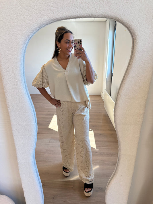 Leah lace pants beige