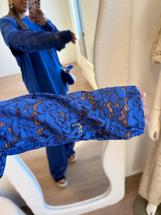 Lorena longsleeve lace T-shirt kobalt