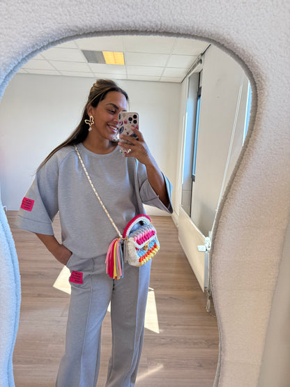 Olivia braided bag white & rainbow