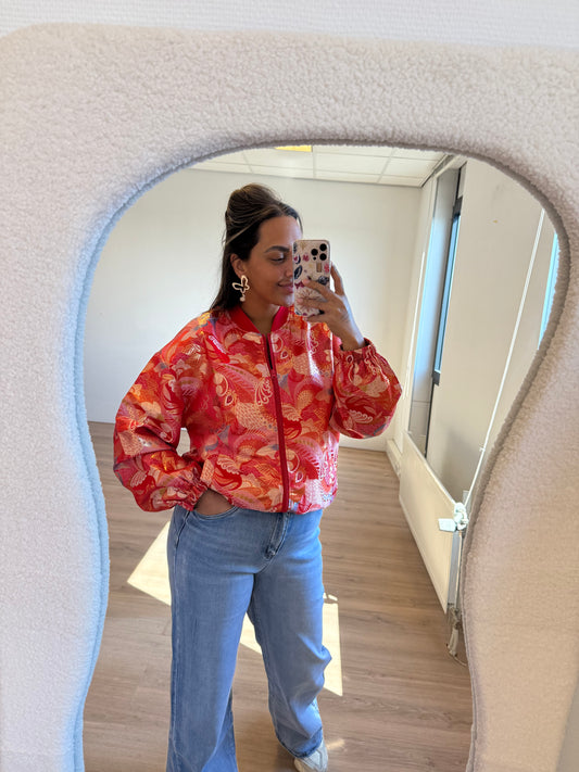 River bomber jacket red & gold
