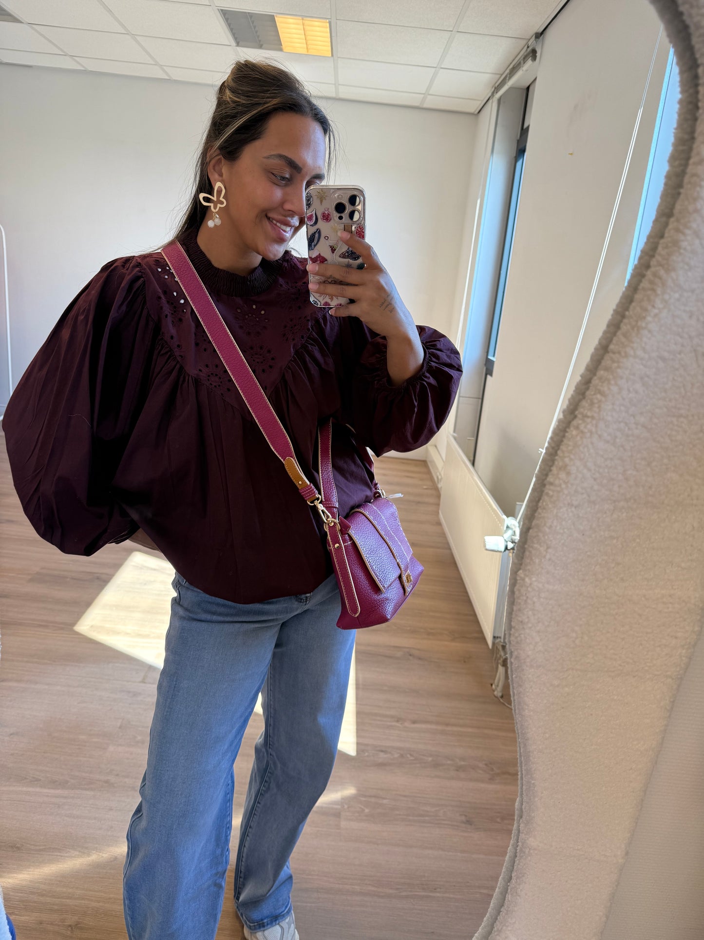 Mairie broderie blouse bordeaux