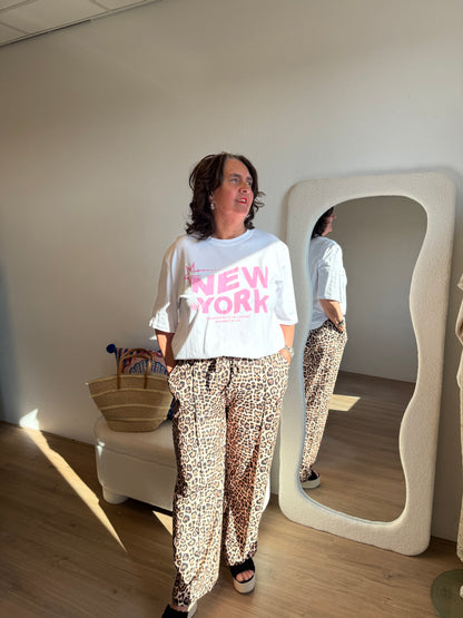 NY T-shirt white & pink