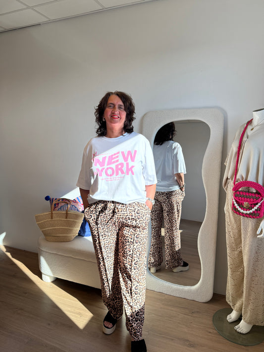 NY T-shirt white & pink