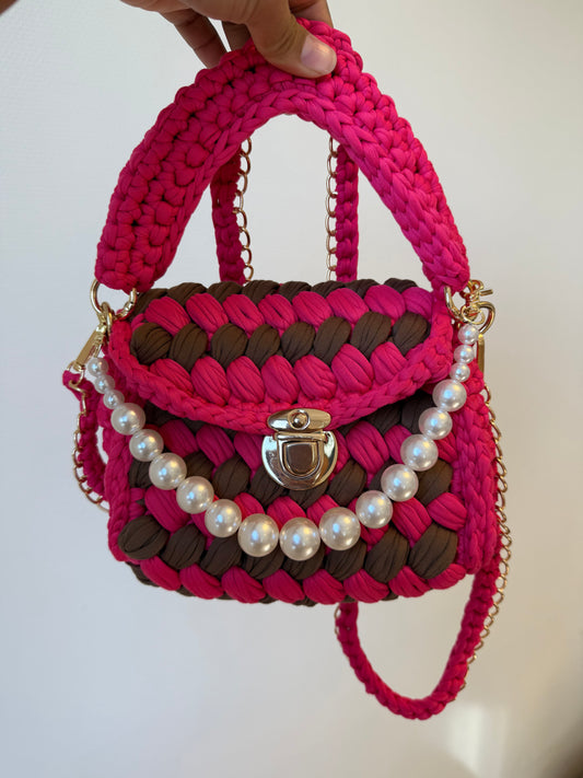 Olivia braided bag pink & brown