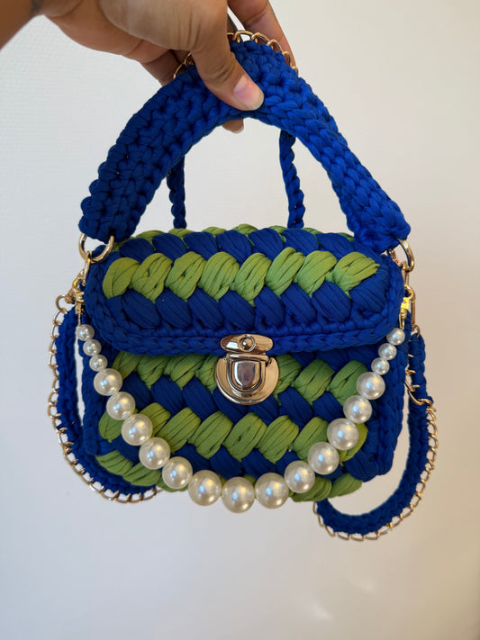 Olivia braided bag kobalt & lime