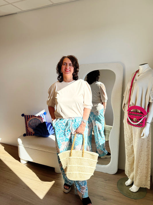 Tiffany travel pants lightblue & beige