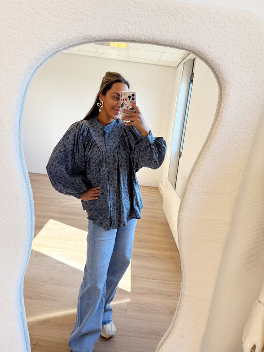 Paisley balloon blouse denim blue