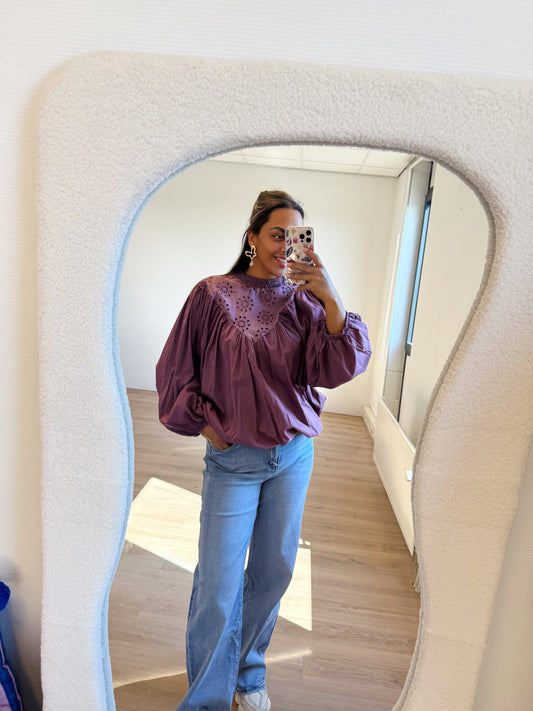Mairie broderie blouse Mauve