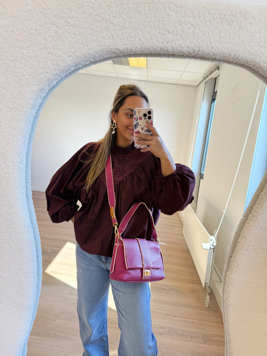 Mairie broderie blouse bordeaux