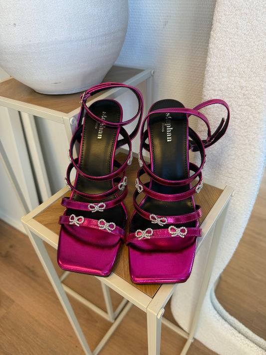 Bibi bow heels metallic fuchsia