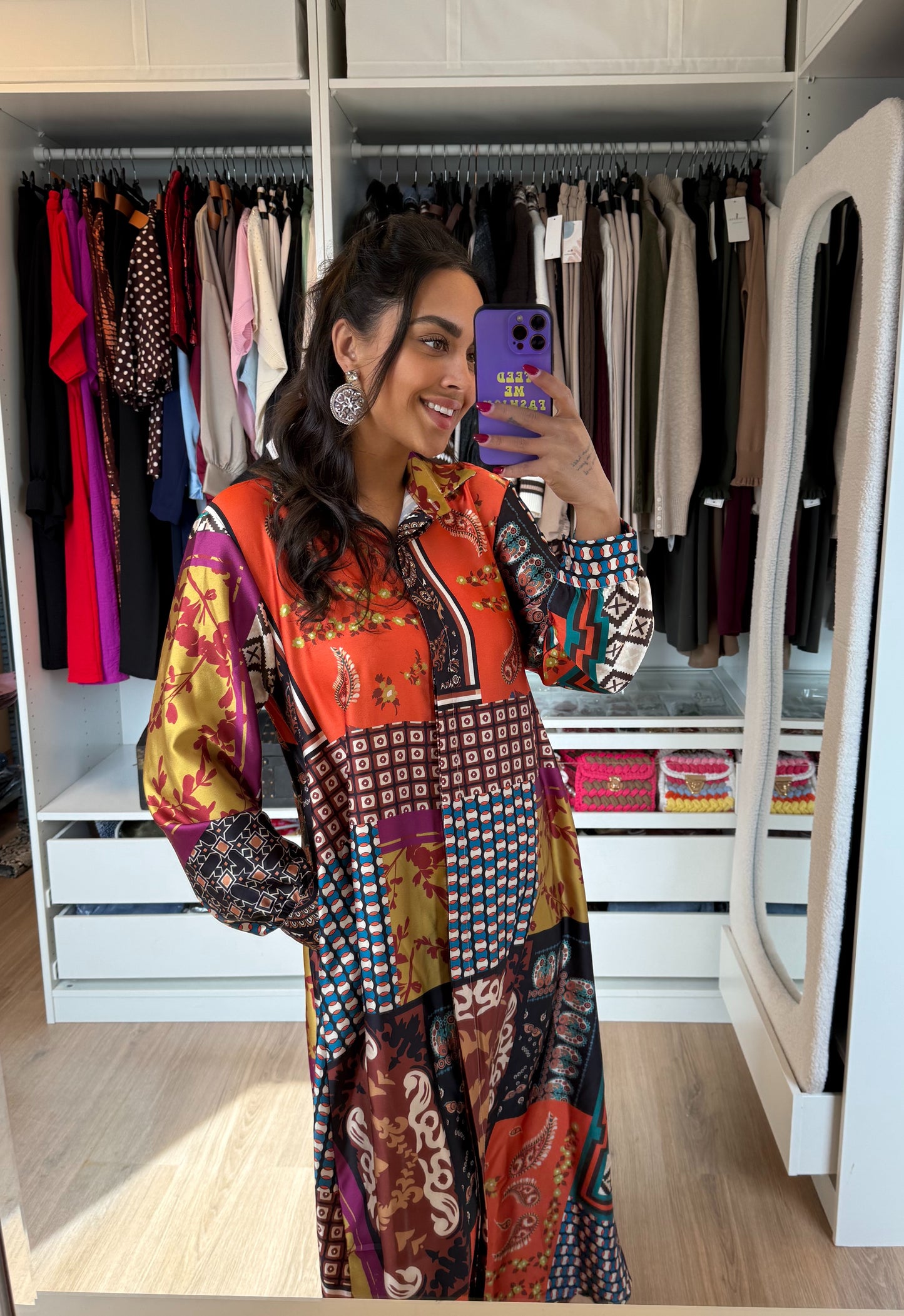 Maxi jurk met print meerkleurig