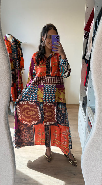Maxi jurk met print meerkleurig