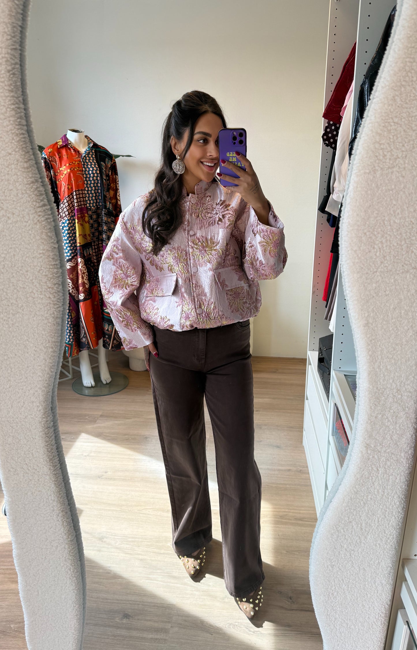 Jeans straight fit wide leg choco bruin