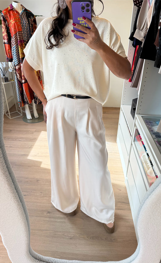 Wide leg pantalon beige