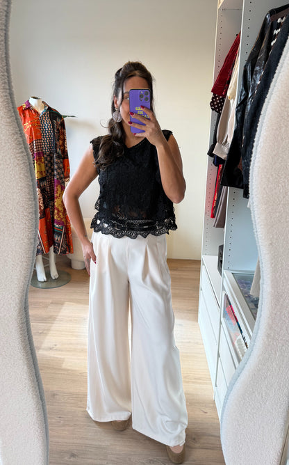 Wide leg pantalon beige