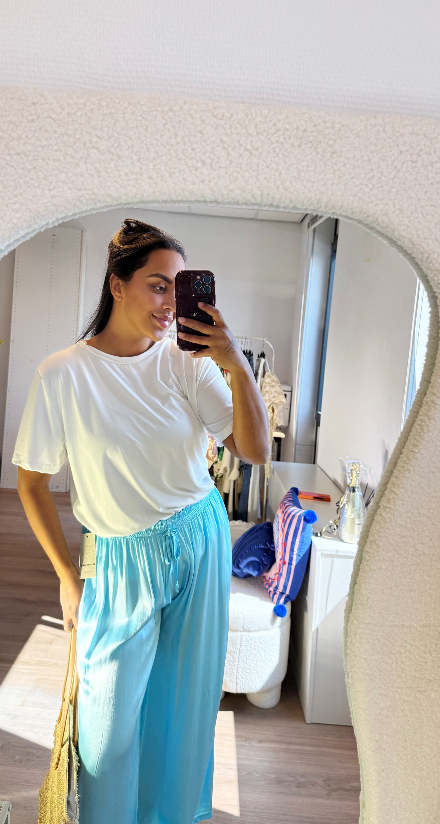 Senna satin pants lightblue