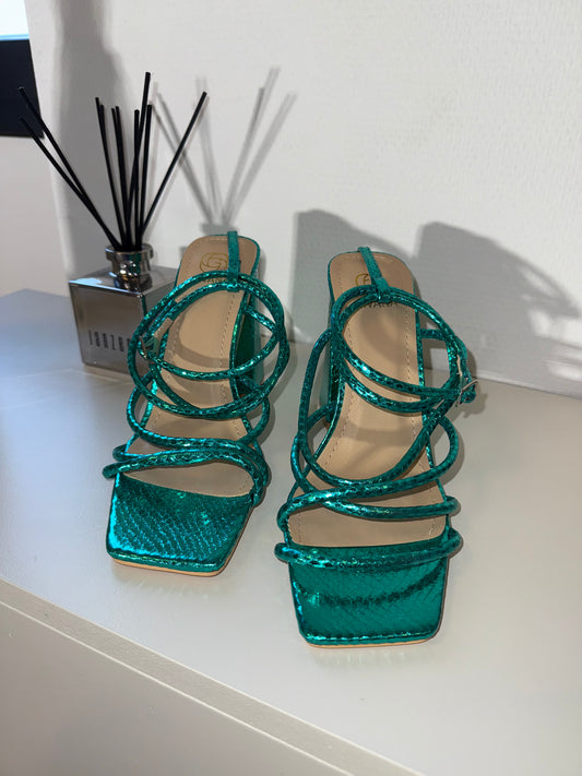 Mia metallic heels green