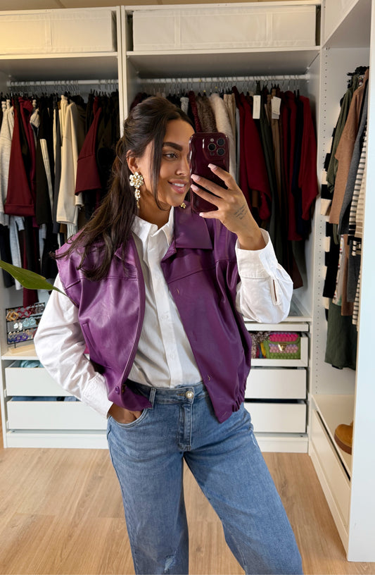 Jacky leatherlook gilet purple