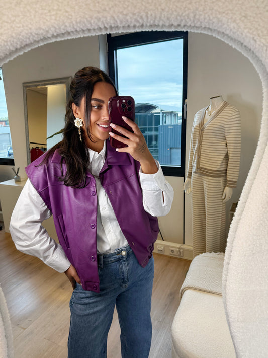 Jacky leatherlook gilet purple
