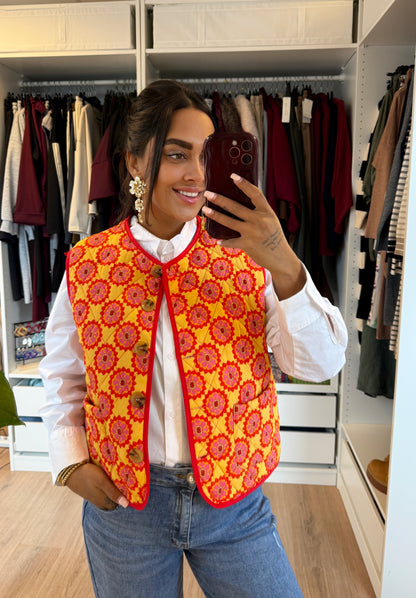 Olivia gilet orange & red
