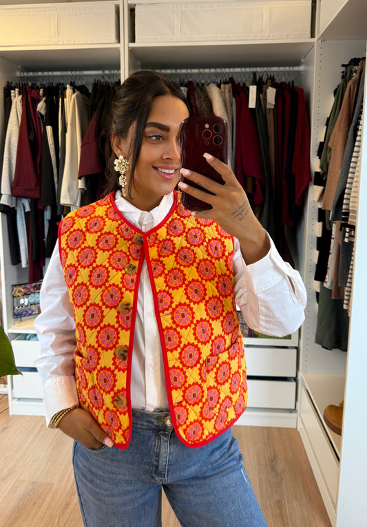 Olivia gilet orange & red