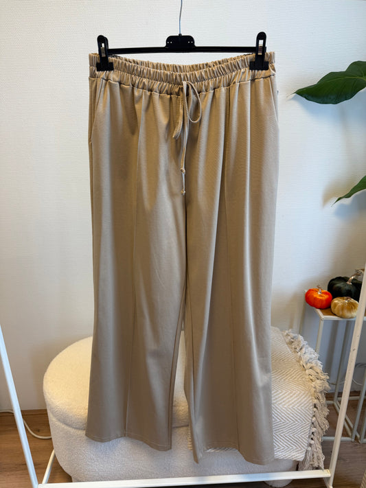 Benthe wide leg pantalon jogger beige
