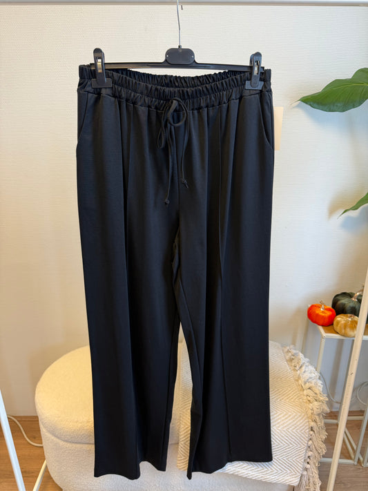 Benthe wide leg pantalon jogger black