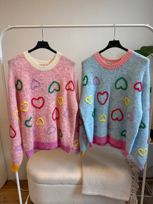 Heart sweater blue