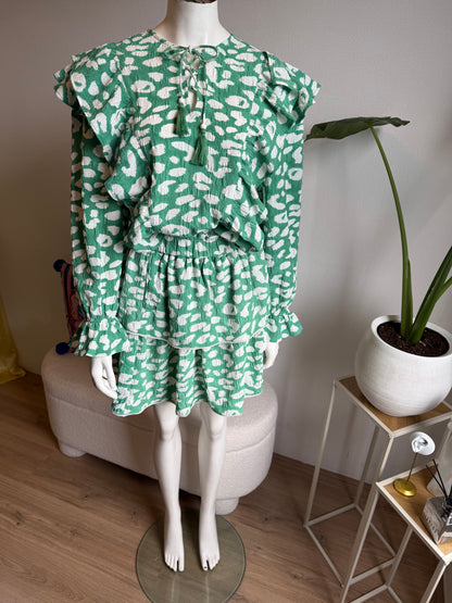 Florine ruffle set mint & white