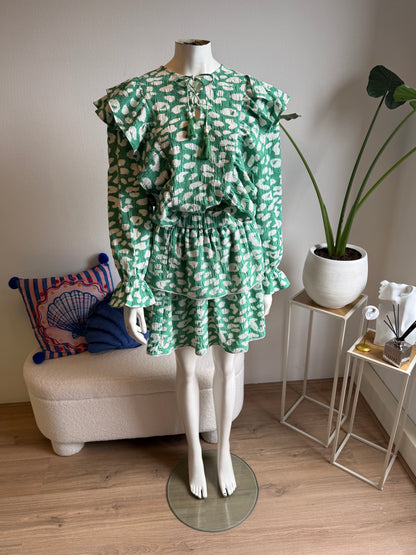 Florine ruffle set mint & white