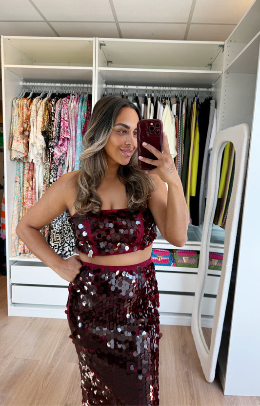 Bella sequin two piece bordeaux