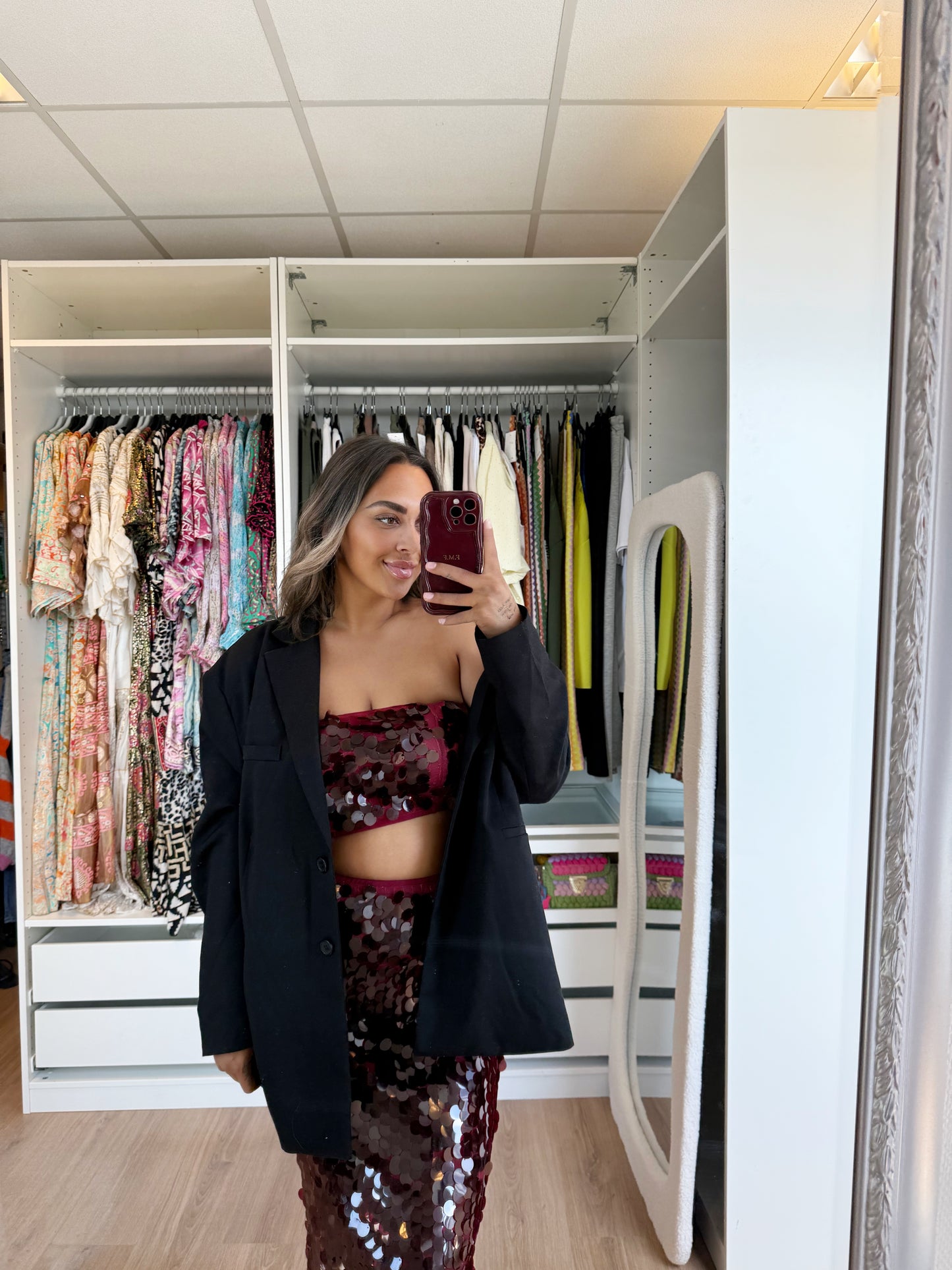 Bella sequin two piece bordeaux