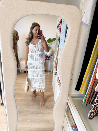Clover cover up crochet dress white