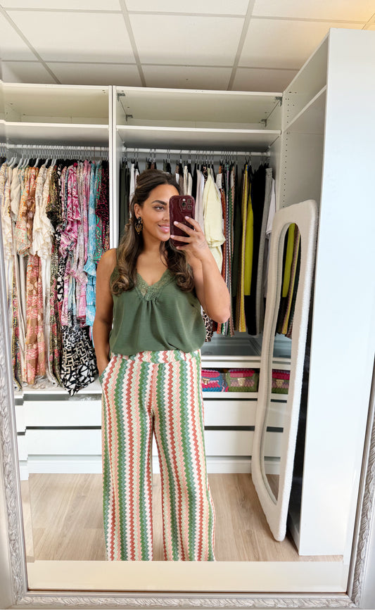 Abby soft glitter aztec pants army