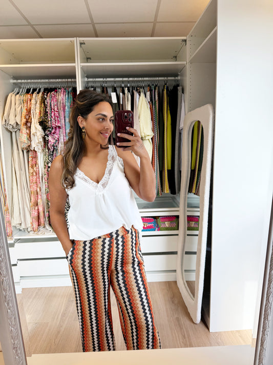 Abby soft glitter aztec pants black