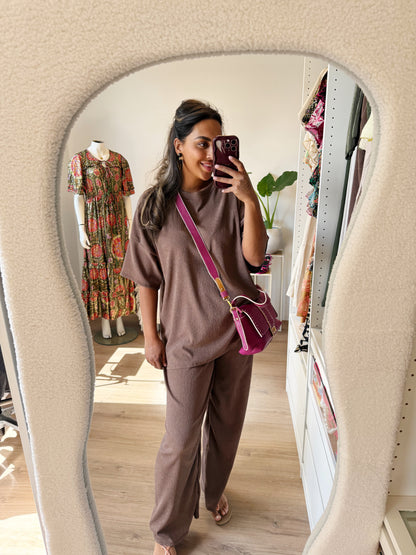 Charlie two piece crepe set choco brown