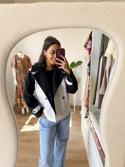 Theresa two color jacket grey & black