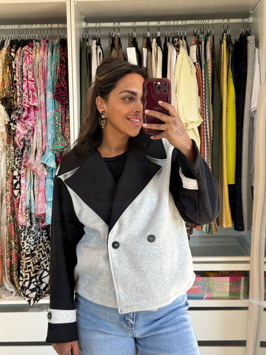 Theresa two color jacket grey & black