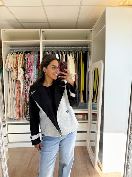 Theresa two color jacket grey & black