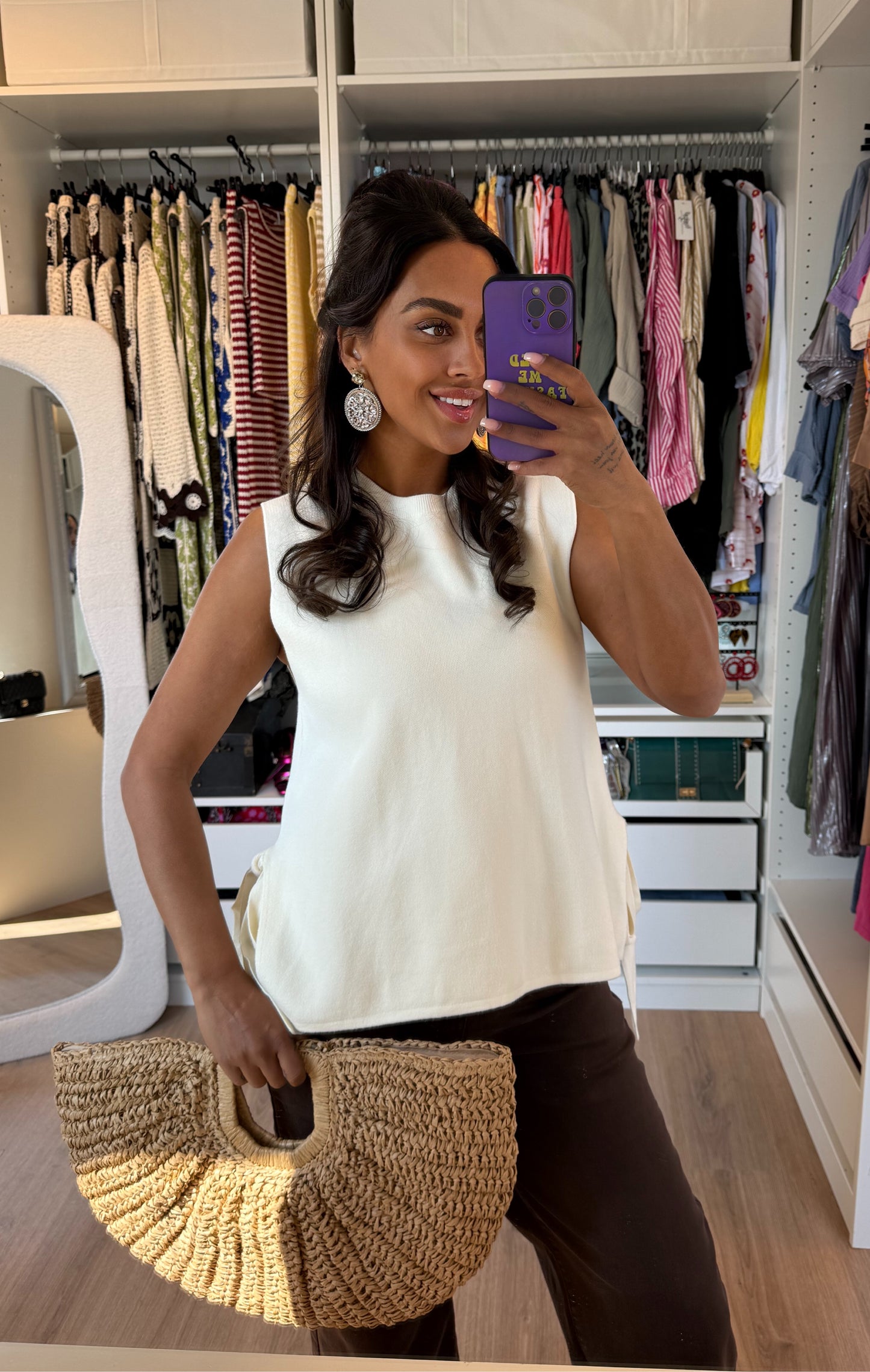 Top met strikken beige