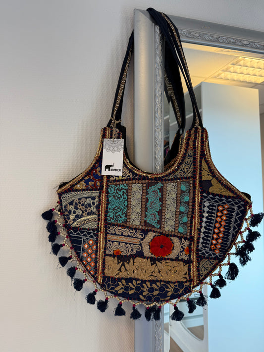 India sequin bag navy blue