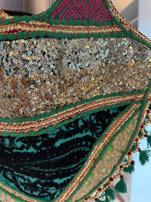 India sequin bag green