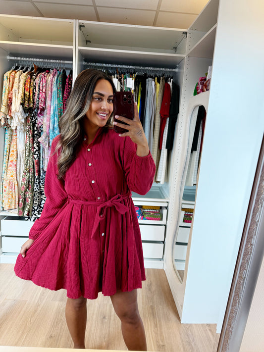 Milou mousseline dress bordeaux
