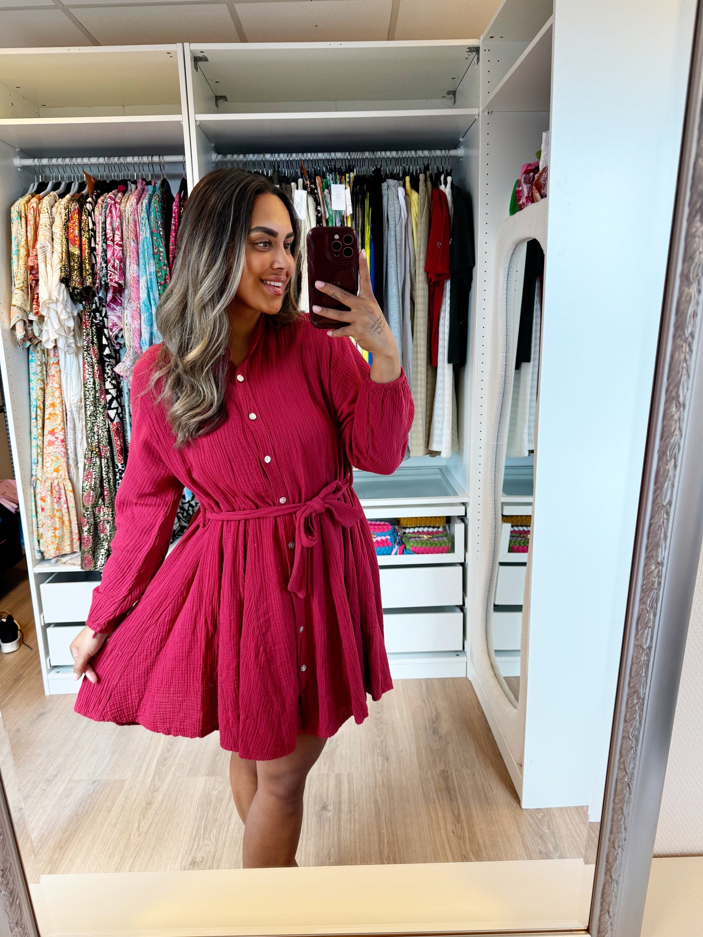 Milou mousseline dress bordeaux