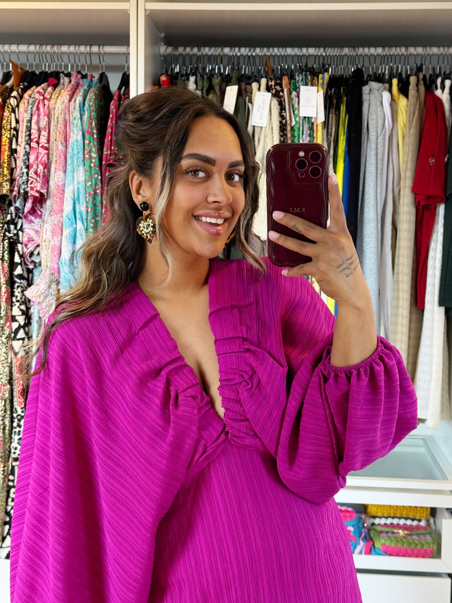 Madeleine butterfly maxi dress fuchsia
