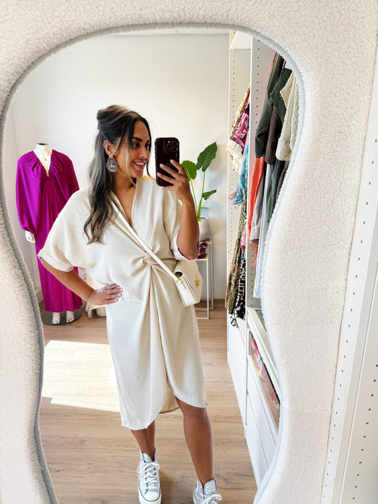 Kayla knot dress beige