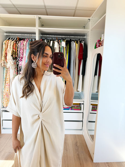 Kayla knot dress beige
