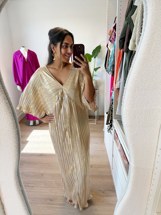 Gaya plissé dress gold