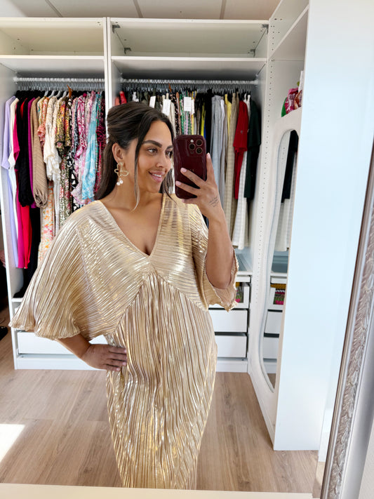 Gaya plissé dress gold