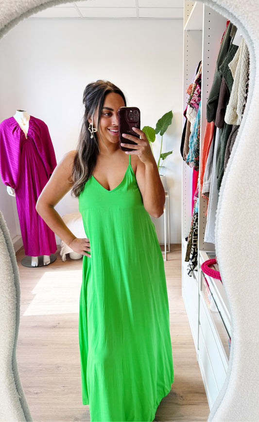 Valentina maxi dress bright green